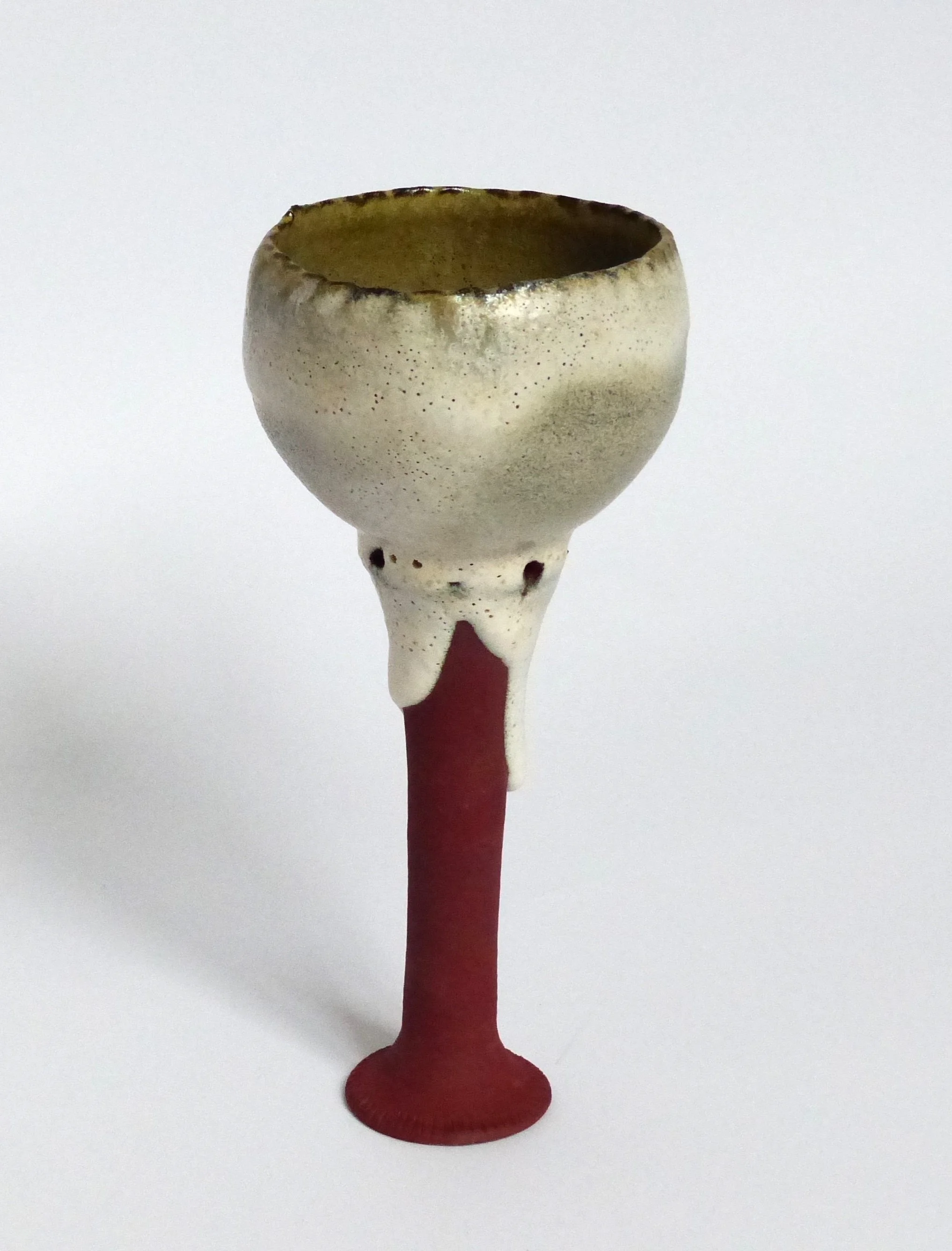 Sculpture bol à pied haut, émail blanc